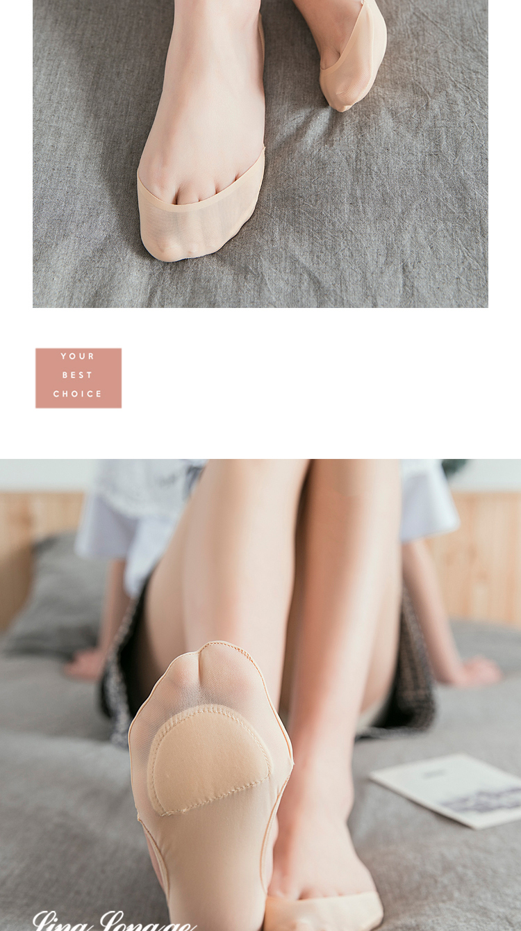 Tất vớ nữ vô hình vớ silicone trượt siêu nông miệng cotton đáy băng lụa mùa hè mỏng cao gót tất nữ mùa thu tất chân