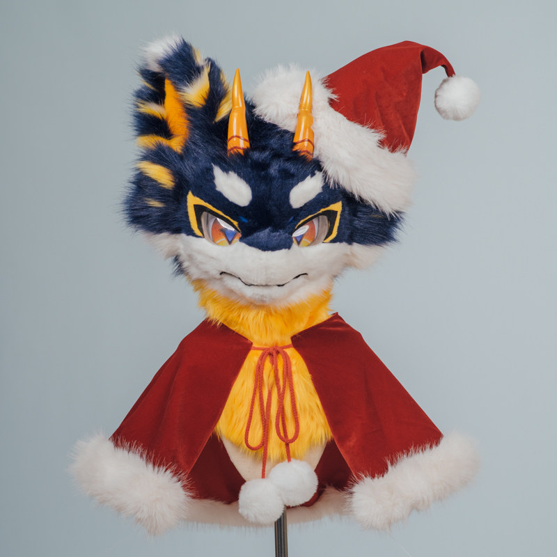 husky しぅく レムサンタコス Fursuit Husky Fox Mascot (Christmas Hat+cloak) Halloween Party Fur