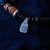 Tibet S925 pure silver large black sky card of Buddha bead side hangs the original ecological playing small element accessories