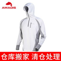 Amadis Weiteng Upgrades Big Code Fishing Suit Bamboo Charcoal Sunscreen Fishing Men Sun Protection Lake Blue Grey Color