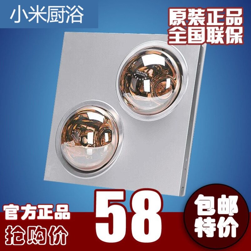 Home integrated ceiling bath two lights single lamp heating lamp bathroom bathroom light heating aluminum buckle plate 00x300