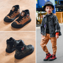 Childrens sports shoes 2021 Autumn New plus velvet two cotton shoes boys leather casual cotton shoes boys warm winter shoes