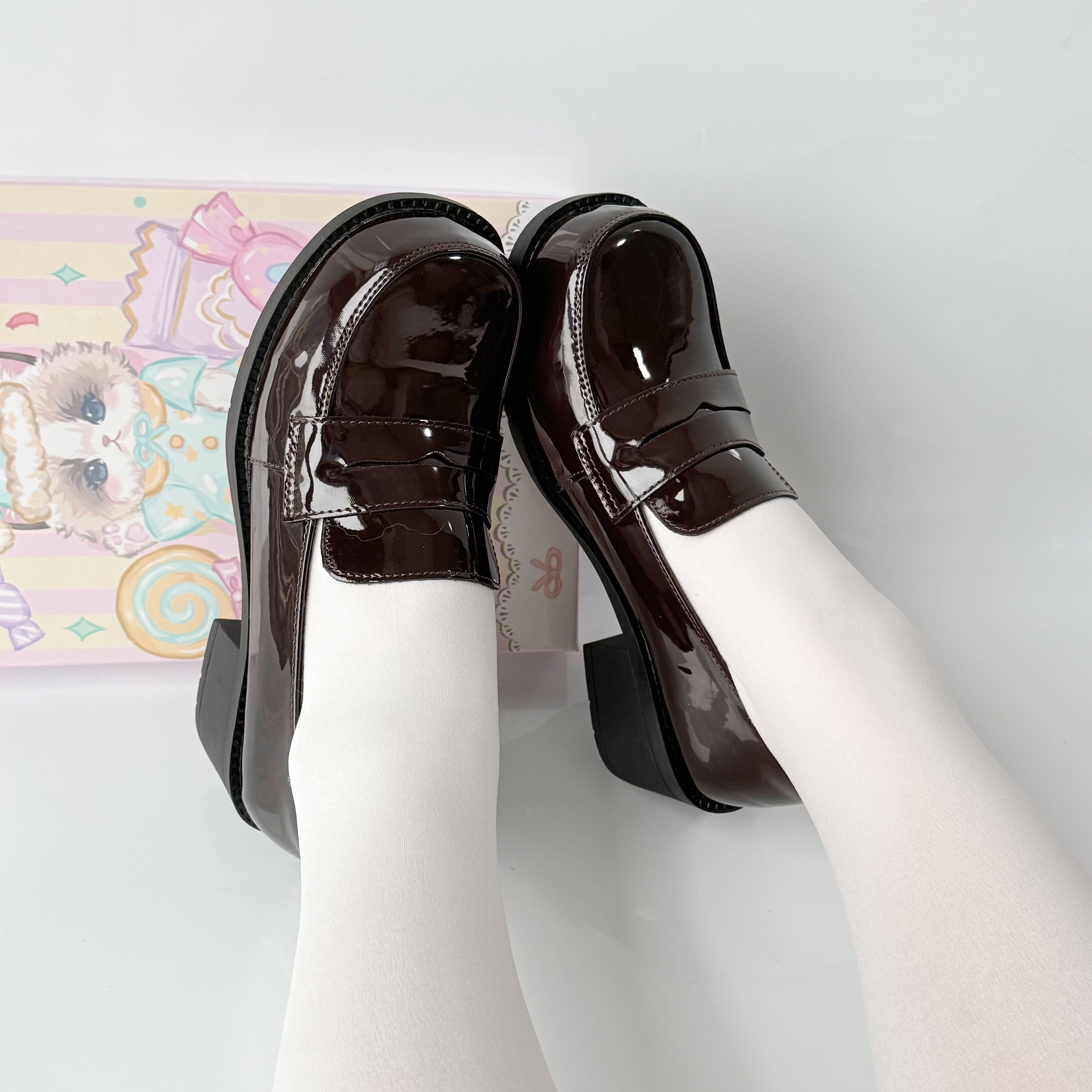 【栗川ちゅう】キャンディキティオリジナルベーシックユニフォームシューズ、和風学生万能ラウンドトゥJKアカデミー女子シングルシューズ