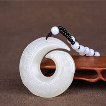1 Yuan to shoot k Xinjiang and Tian Yuqing white jade torsion turning dry Kun pendant natural jade to run pendant male and female