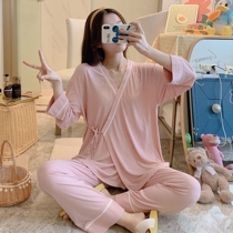 Modal Moonwear kimono suit summer thin nursing pajamas women Spring and Autumn postpartum pregnant women pregnant women pregnancy