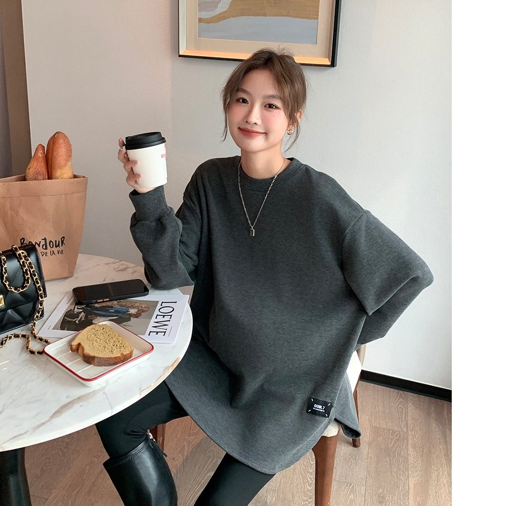 Pregnant women's necropolis winter new gush thickened T-shirt blouses fashion foreign air loose big code warm and undershirt-Taobao