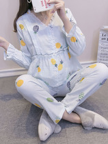 Thin cotton yarn double gauze Moon Clothing Spring Summer maternal postpartum long sleeve feeding breastfeeding lactation clothing pregnant womens pajamas