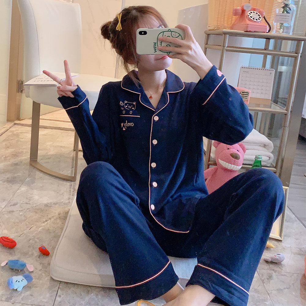 Casual ~ maternity pajamas women confinement dress spring and autumn postpartum cotton long sleeve cardigan nursing feeding home wear set