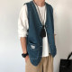 Summer Japanese retro American casual men's washed distressed denim outer vest men's vest jacket men