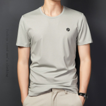 2022 summer new casual trend mens round neck mercerized cotton short-sleeved t-shirt fashion mens t-shirt bottoming shirt