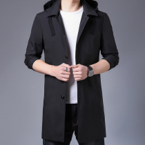 2022 spring trend mens hooded mid-length casual windbreaker jacket youth handsome top clothes mens coat