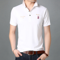 2022 summer new mulberry silk short-sleeved mens t-shirt business casual handsome mens mercerized cotton t-shirt bottoming shirt