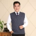 Áo len cổ lọ không tay áo vest cha trung niên cộng với size áo dệt kim nam 40-50 áo len thu đông vest nam Dệt kim Vest