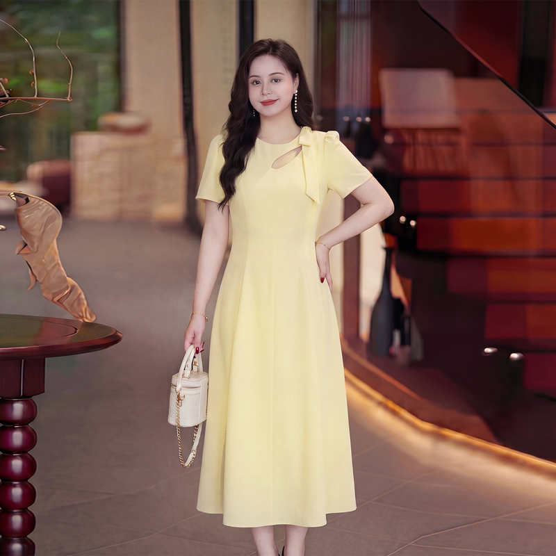 Mrs. Dave's Plus-Size Women's Clothing Features a Chic and Stylish Design, a Summer Dress for Slightly Plump Women with an Elegant and Dignified French Style