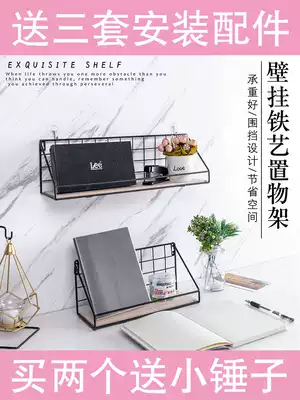 Punch-free wall-mounted wall shelf Wall-mounted bed head wall partition Decorative wall Dormitory artifact storage shelf