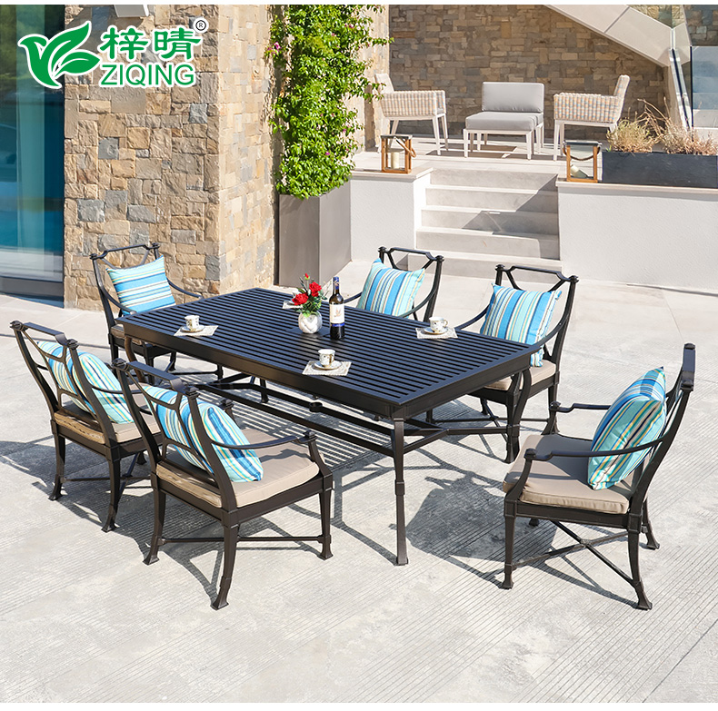 Sofa nhôm đúc ngoài trời Adibis Villa sân vườn sang trọng sân ăn ngoài trời bàn ăn giải trí kết hợp bàn ghế - Bàn ghế ngoài trời / sân bàn ghế ngoài trời đẹp