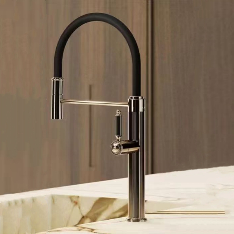 Italian Gessi All-Copper Hot and Cold Water Rose Gold Kitchen Faucet Sink Rotatable Universal Faucet Italian Gessi All-Copper Hot and Cold Water Rose Gold Kitchen Faucet Sink Rotatable Universal Faucet