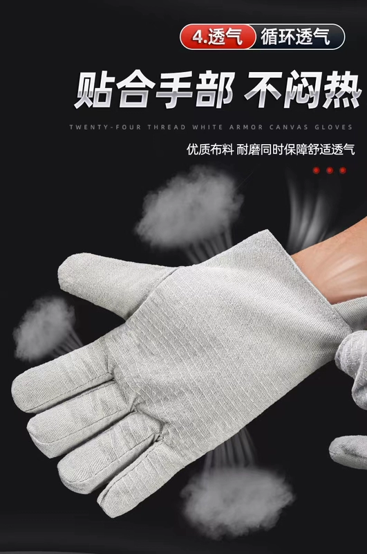 Găng tay vải canvas có lót đầy đủ 24 lớp hai lớp dành cho thợ hàn cơ khí, bảo hộ lao động dày dặn, chống mài mòn, đồ bảo hộ công nghiệp găng tay da cho thợ hàn găng tay da hàn 2 lớp