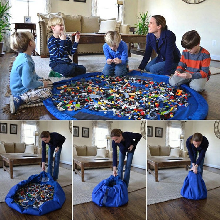 Compatible with Lego Storage Magic Bag, Drawstring Closure, Extra-Large Organizing Bag, Children's Toy Storage Magic Bag, Mat