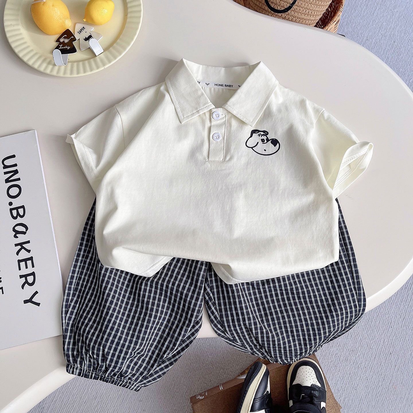 Toddler Boys Summer Polo Outfit - Cute Puppy Print Short Sleeve Set (1-5 Years) O1CN01NyD3JM1D0a7iw2FOr !!3812070154