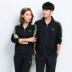 Trang phục thể thao nam trung niên Kích thước lớn Bộ thể thao Màu đỏ khô nhanh chóng Nữ dài tay mùa thu Mùa thu hai mảnh mùa xuân và mùa thu - Thể thao sau