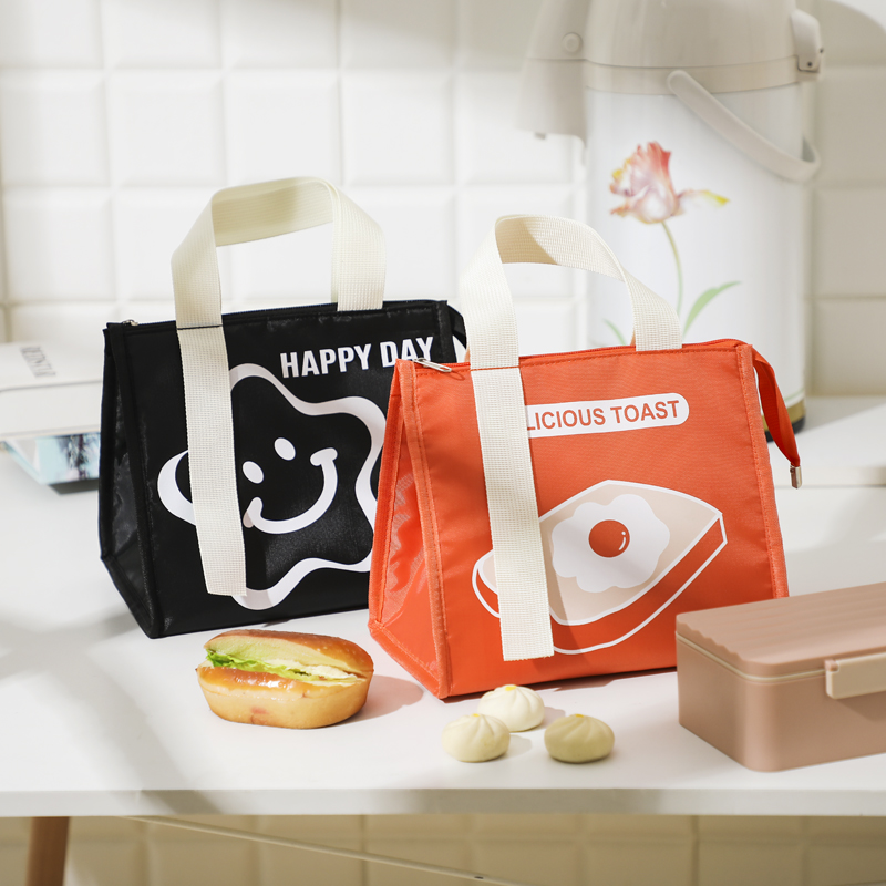 Internet celebrity solid color fashion with rice handbag, office worker white-collar bento bag, school lunch insulated bag, camping picnic