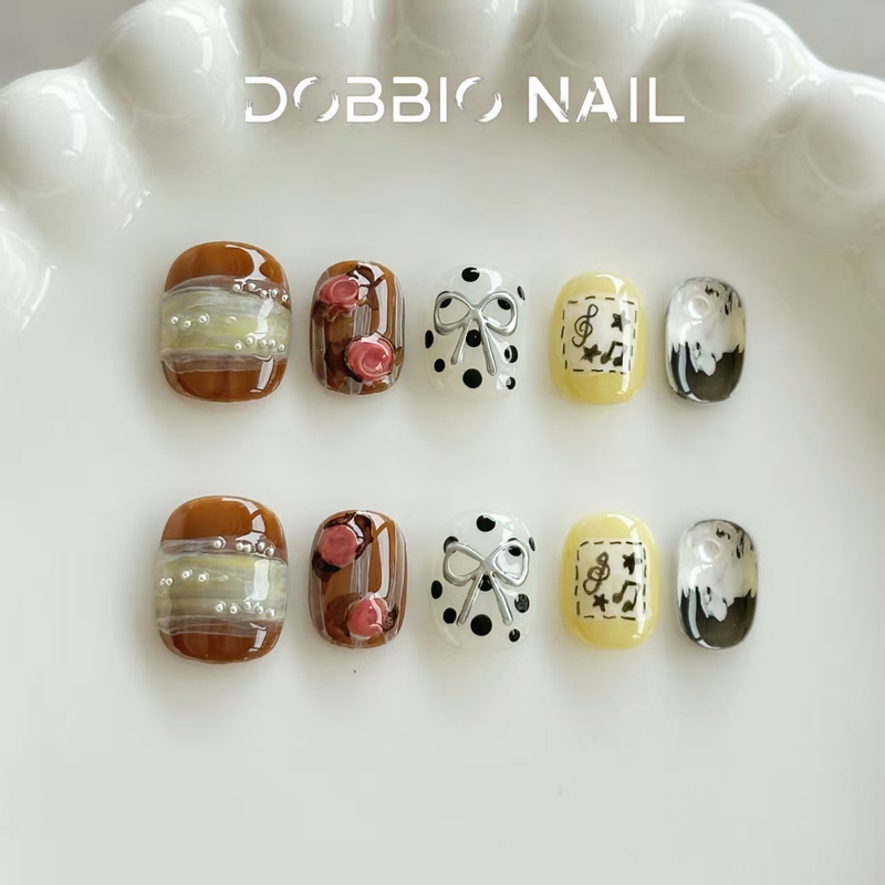 Dobbio【The Story of Roses】 ins Artistic Hand-Painted Niche Handmade Wearable Nails High-End Nail Art Nail Tips