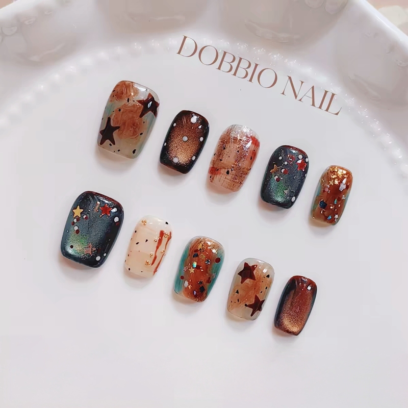 Dobbio【Game of Thrones】Korean Style ins Amber Star Autumn and Winter Handmade High-End Wearable Nail Art Tips