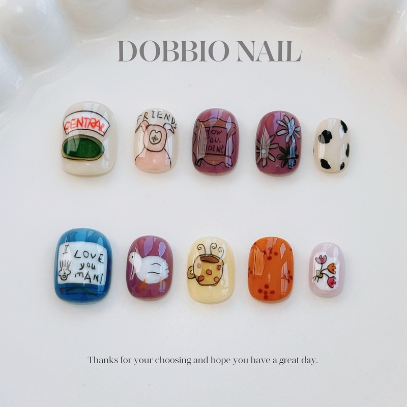 Dobbio【Catch the Big Goose】 ins Hand-Drawn Cartoon Retro Fun Cute Handmade Wearable Nail Art Tips Dobbio【Catch the Big Goose】 ins Hand-Drawn Cartoon Retro Fun Cute Handmade Wearable Nail Art Tips