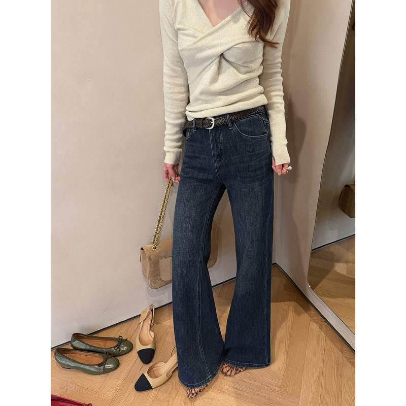 Saved Soir High-Waisted Straight-Leg Flared Jeans for Women, Versatile Long Pants for the 2026 Autumn Season, Model Sz3997-6