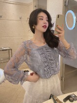 Big eeesheart lace pure desire for self-cultivation lace shirt female foreign style thin temperament long sleeve base shirt top
