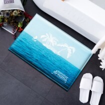 New blue Marine Mediterranean Gate cushion Bedroom Strip Carpet Bathroom Water Absorbent Non-slip Ground Mat Toilet Footbed