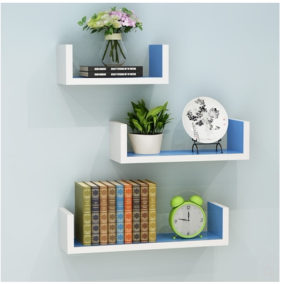 Hanging Wall Wall-mounted Separator Bookshelves Free of holes Shelves Bookcase Disposal Bedrooms free of nails to book wall-style children's room