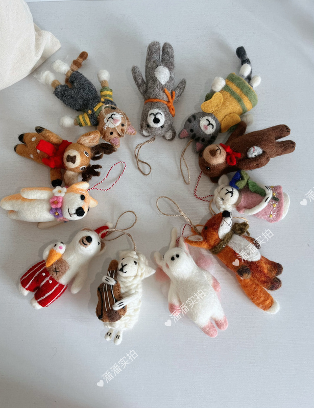 Nepal Imported Handmade Wool Felt Schoolbag Pendant Scarf Fox/Unicorn Bag Pendant Car Hanging Keychain