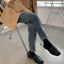 13 Good-looking small man with shape and not bloated ~ front piece plus velvet thickened jeans womens high waist slim straight pants