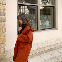 13 Good winter Korean version of loose small woolen coat women long retro red double-sided woolen coat