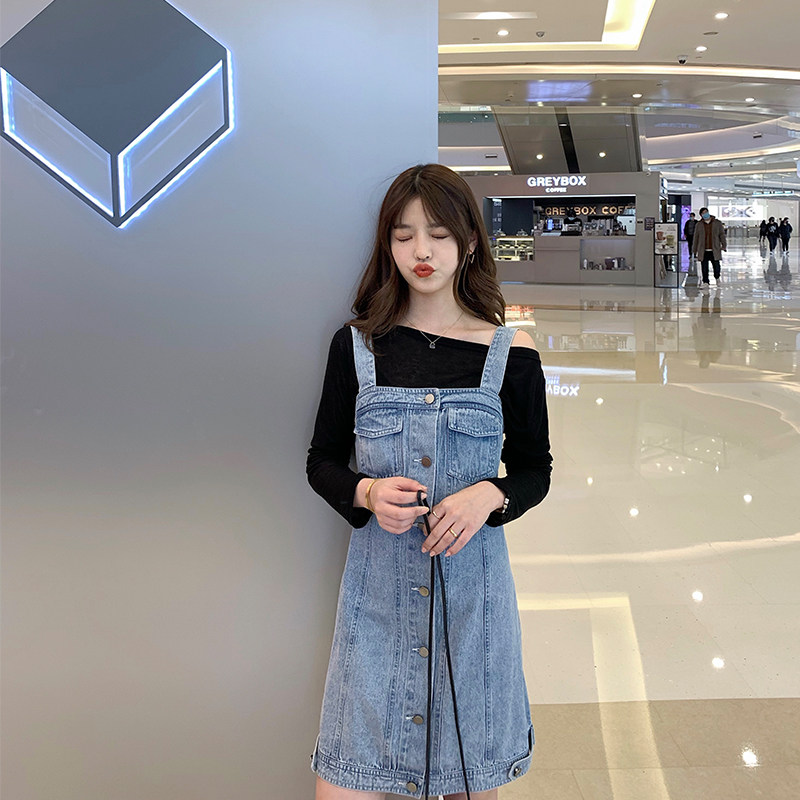 One three good products small Korean version waist denim baby bag skirt 150 high A word high waist summer short skirt 2020 new