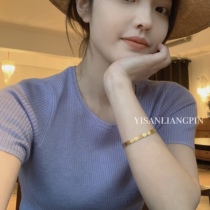 One third Liangpint small sub ultra-fine needle repairing body short outside wearing high waist beating bottom needle weasel-shirt short sleeve blouses woman 150