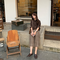 13 Good small man 50 wool vintage plaid skirt 2020 new woolen high waist a word Medium-length dress