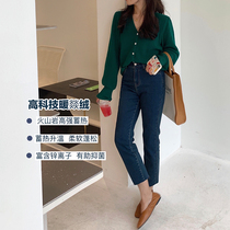 One-three-good-tasting little sub-black tech heat storage warm velvet jeans-like-like straight-barrel long pants