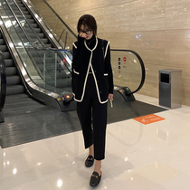 13 Liangpint small sub current period heavy pound horseshoe buckle shorts 90% pants black display slim straight cylinder long pants woman