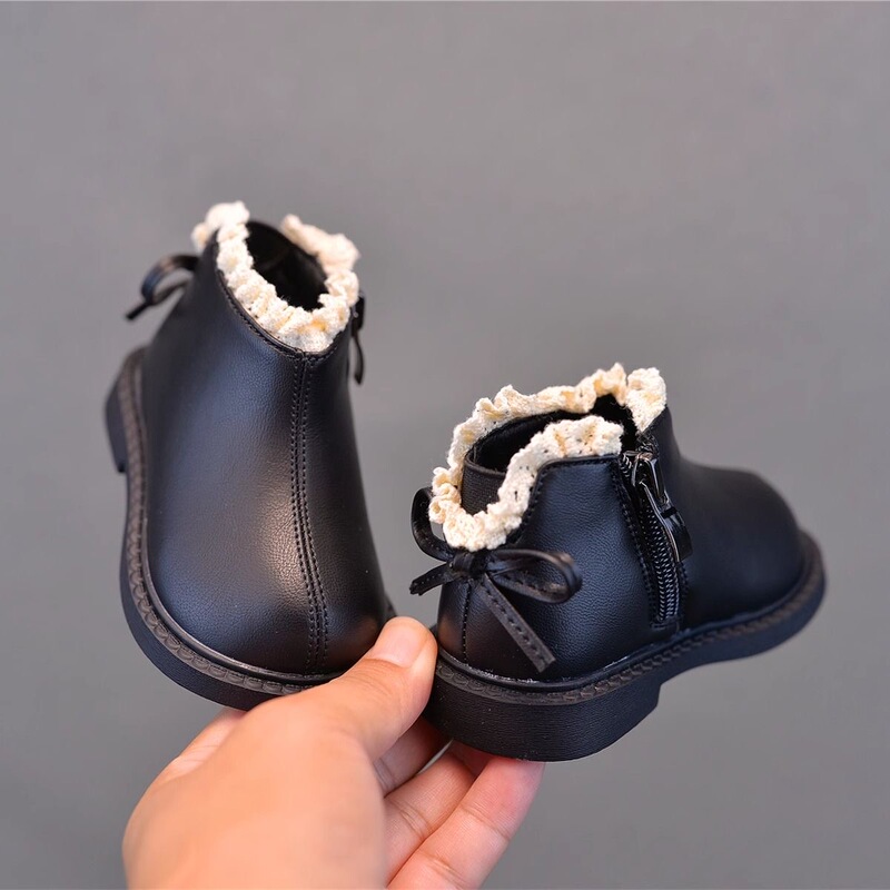 Korean Style Baby New Soft-Soled Short Boots Autumn and Winter Baby Leather Boots Toddler Shoes Girls' Cuffed Boots Little Children's Princess Shoes