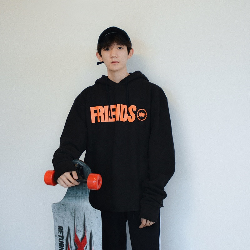 VLONE STALE Fujiwara Lightning Small Crowdwave Signs High Street Loose bifacial wearing big V Lianhood Sports Shirt Men