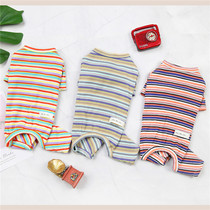 Small Dogs Clothes Spring Summer New Color Strips Four Legs Home Clothing Teddy Bibi Bear Small Dogs Pet Casual Four-legged Clothing