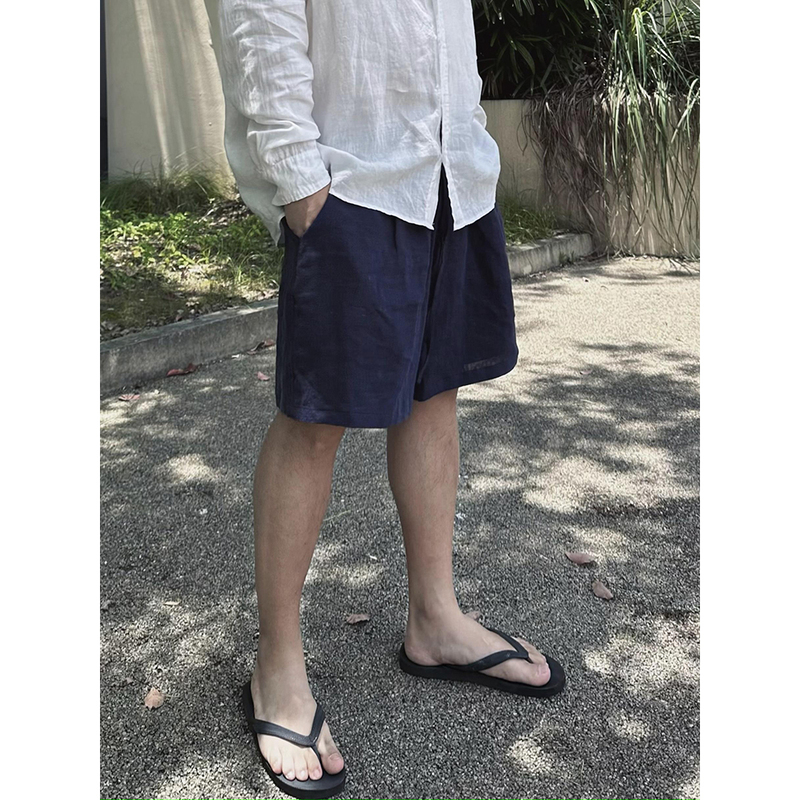 150kg Plus Size 100% Linen Solid Color Five-Point Shorts Old Money Style Loose Summer Casual Shorts