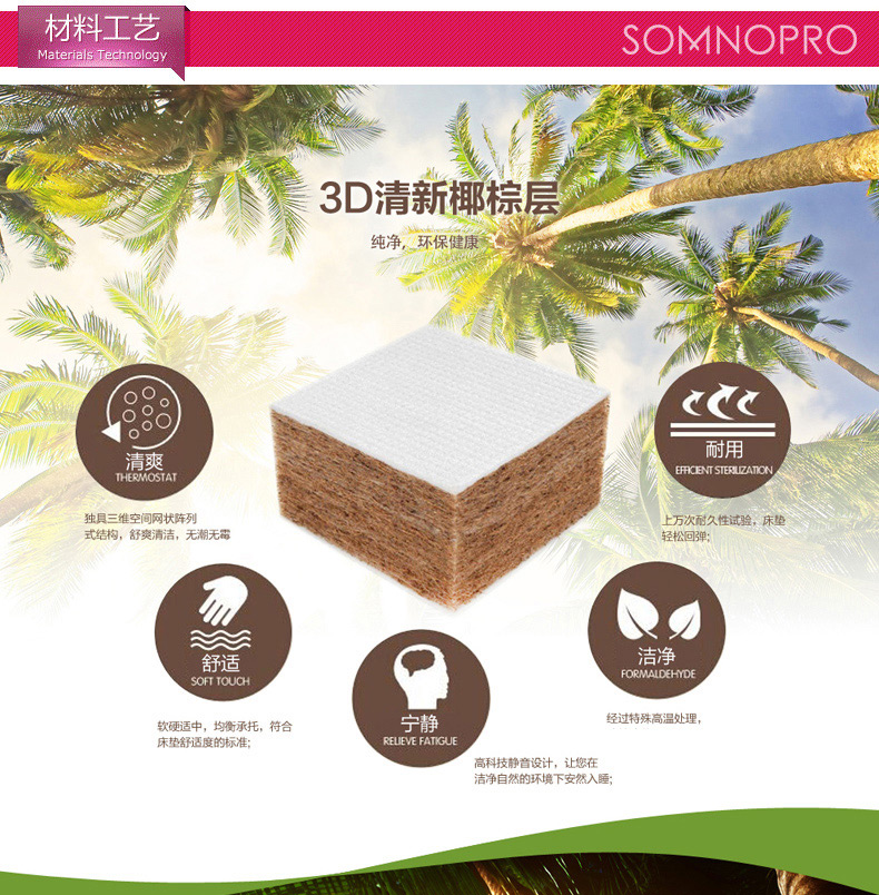 Biển Đông Sui Po nệm đôi ca khúc dừa 5C 3D màu xanh lá cây cọ xơ dừa mat trẻ em 1,8 mét Simmons tùy biến - Nệm giá nệm kim cương