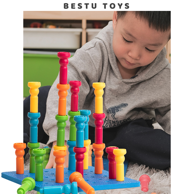 Children's mushroom nail educational toy large particles spelling building blocks lauri small nail board 3-6 years old writing finger practice