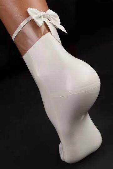 Men's and women's latex socks latex socks coco private custom rubber socks stitching color bow rubber socks
