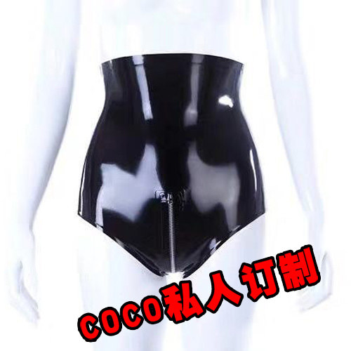 coco latex clothing men's and women's latex shorts latex panties around the file zipper rubber pants how many options