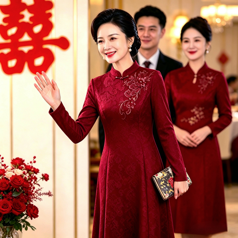 October Festive Mom's Qipao Dress, Youthful 2026 Style, Elegant and Grand Wedding Banquet Dress, Suitable for Everyday Wear October Festive Mom's Qipao Dress, Youthful 2026 Style, Elegant and Grand Wedding Banquet Dress, Suitable for Everyday Wear